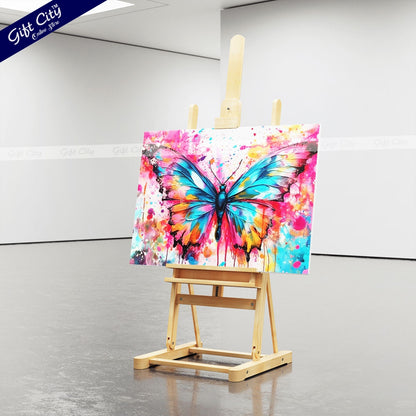 Gift City Presents Colorful Digital Canvas Butterfly Painting with Frame - Wall Art for Home Decor Multiple Sizes Wall Hanging