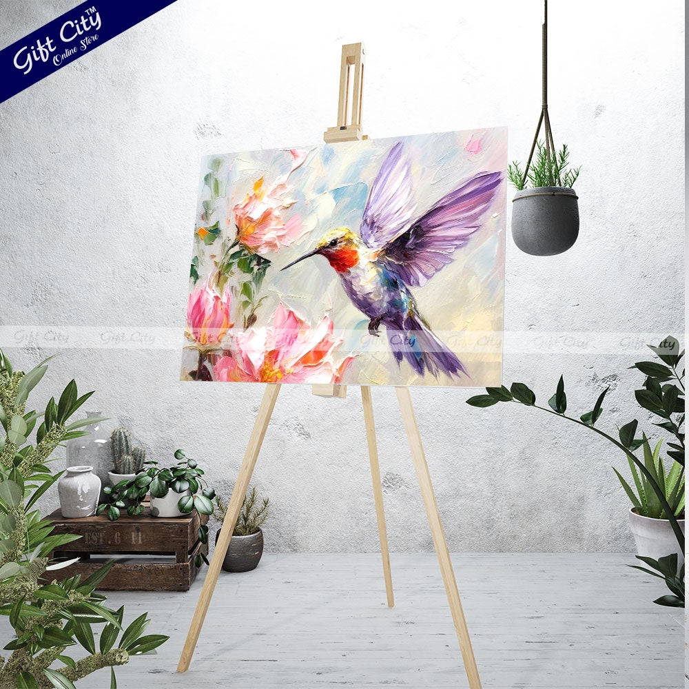 Gift City Presents Colorful Digital Canvas Sparrow Painting with Frame - Wall Art for Home Decor Multiple Sizes Wall Hanging