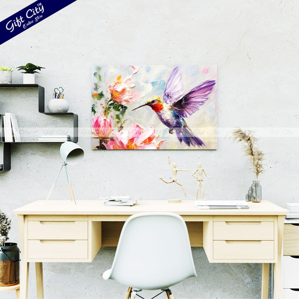 Gift City Presents Colorful Digital Canvas Sparrow Painting with Frame - Wall Art for Home Decor Multiple Sizes Wall Hanging