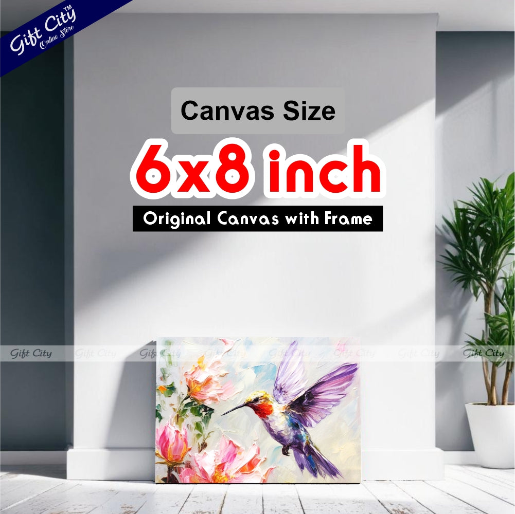 Gift City Presents Colorful Digital Canvas Sparrow Painting with Frame - Wall Art for Home Decor Multiple Sizes Wall Hanging