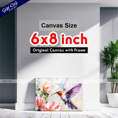 Gift City Presents Colorful Digital Canvas Sparrow Painting with Frame - Wall Art for Home Decor Multiple Sizes Wall Hanging