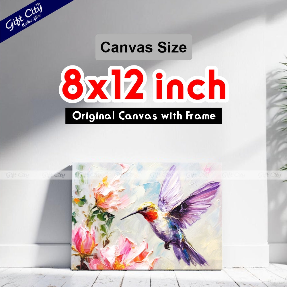 Gift City Presents Colorful Digital Canvas Sparrow Painting with Frame - Wall Art for Home Decor Multiple Sizes Wall Hanging