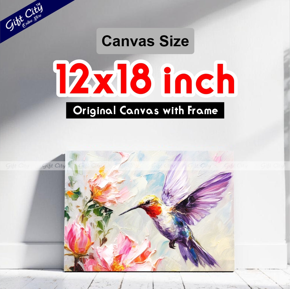 Gift City Presents Colorful Digital Canvas Sparrow Painting with Frame - Wall Art for Home Decor Multiple Sizes Wall Hanging