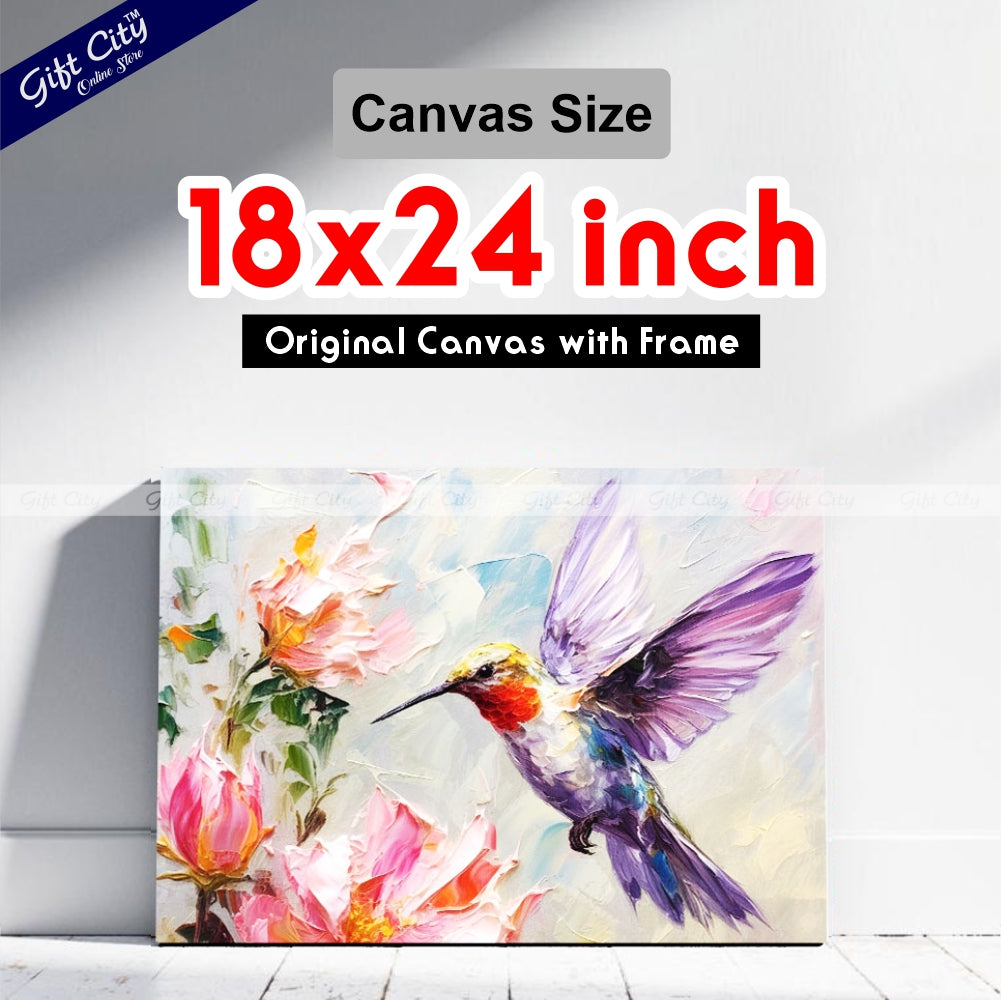 Gift City Presents Colorful Digital Canvas Sparrow Painting with Frame - Wall Art for Home Decor Multiple Sizes Wall Hanging