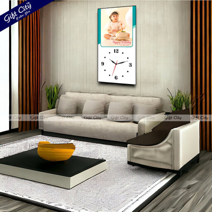 Gift City Presents Custom Digital Printed Wooden Frame Wall Clock - Personalize with Your Photo & Message - A Thoughtful Birthday Gift for Your Loved Ones