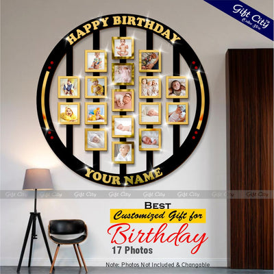 Gift City Presents Custom Wooden Ring Photo Frame - Personalized Happy Birthday Gift with Name & Special Memories - Gift City Online Store