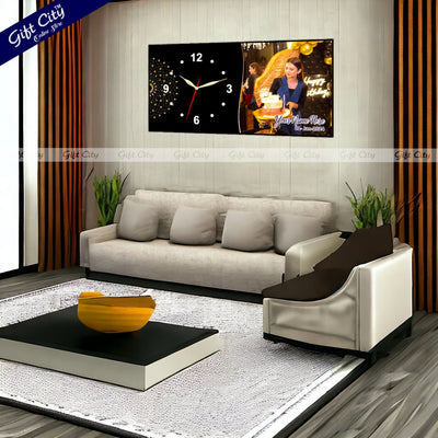 Gift City Presents Customizable Digital Printed Wooden Frame Wall Clock - Add Your Picture & Text - A Perfect Happy Birthday Present for Your Loved Ones - Gift City Online Store