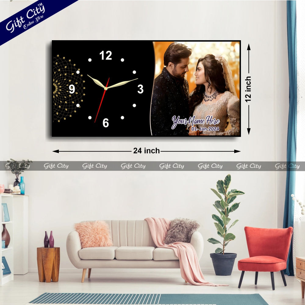 Gift City Presents Elevate Your Décor with our Customisable Digital Printed Wooden Frame Wall Clock - Add Your Picture & Text - A Perfect gift for your loved ones - Gift City Online Store