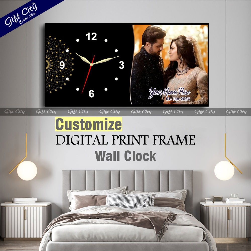 Gift City Presents Elevate Your Décor with our Customisable Digital Printed Wooden Frame Wall Clock - Add Your Picture & Text - A Perfect gift for your loved ones - Gift City Online Store