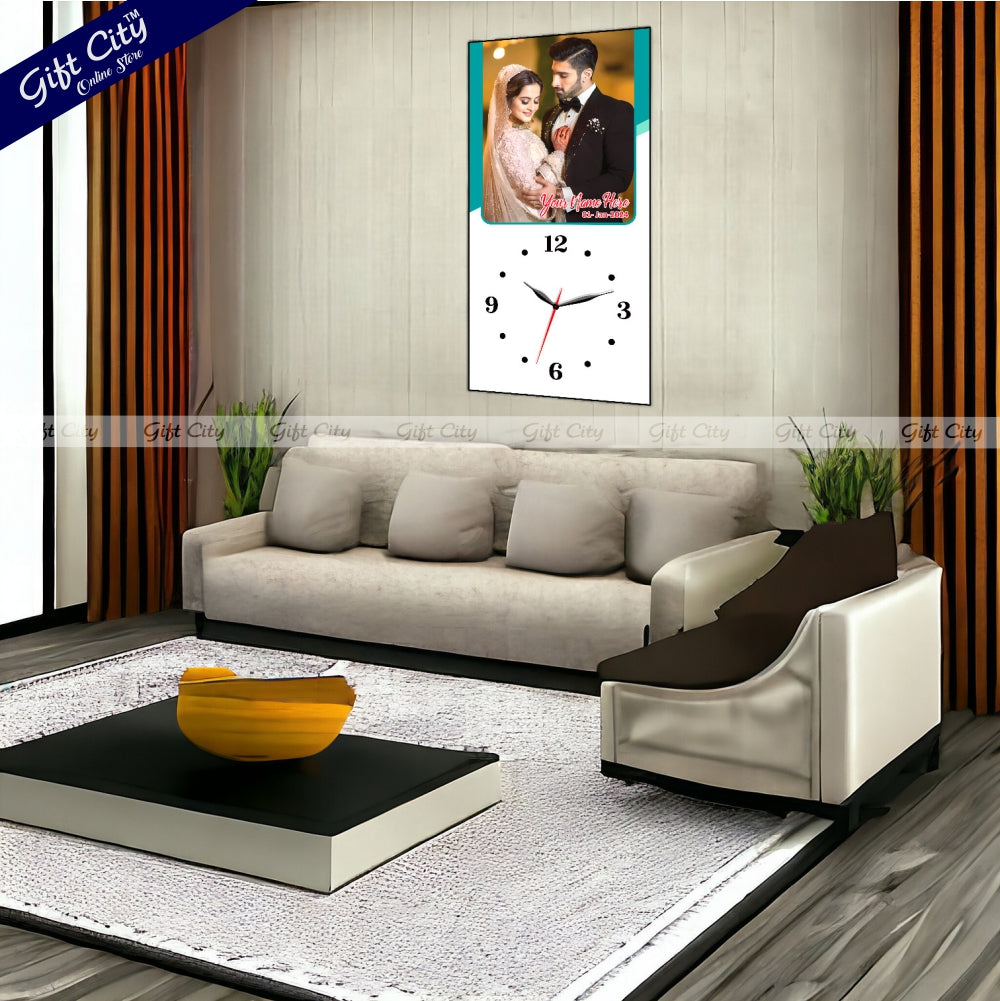 Gift City Presents Enhance Your Décor with a Customizable Digital Printed Wooden Frame Wall Clock - Add Your Own Photo & Message - The Perfect Personalized Gift