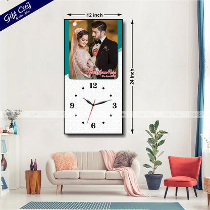 Gift City Presents Enhance Your Décor with a Customizable Digital Printed Wooden Frame Wall Clock - Add Your Own Photo & Message - The Perfect Personalized Gift