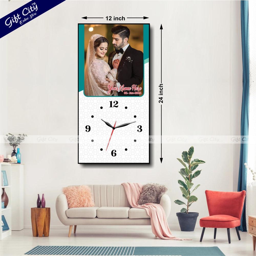 Gift City Presents Enhance Your Décor with a Customizable Digital Printed Wooden Frame Wall Clock - Add Your Own Photo & Message - The Perfect Personalized Gift - Gift City Online Store