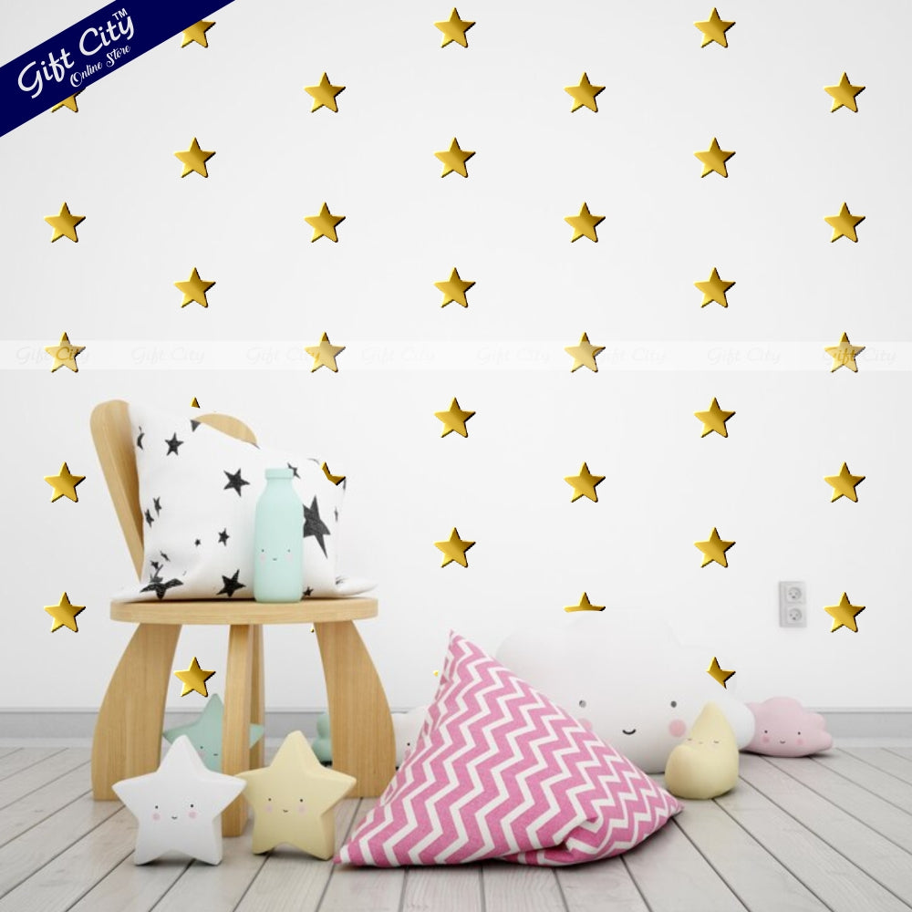 Gift City Presents Golden Foil Star Shaped Dots Wall Stickers  DIY Home Decor for Bedrooms & Living Rooms  Self-Adhesive  Multiple Colors  Perfect for Kids' Rooms & More