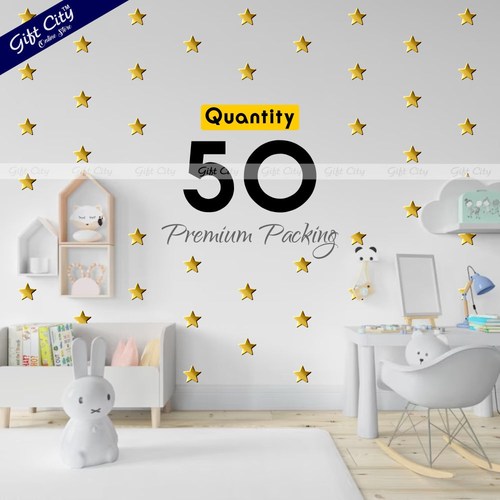 Gift City Presents Golden Foil Star Shaped Dots Wall Stickers  DIY Home Decor for Bedrooms & Living Rooms  Self-Adhesive  Multiple Colors  Perfect for Kids' Rooms & More