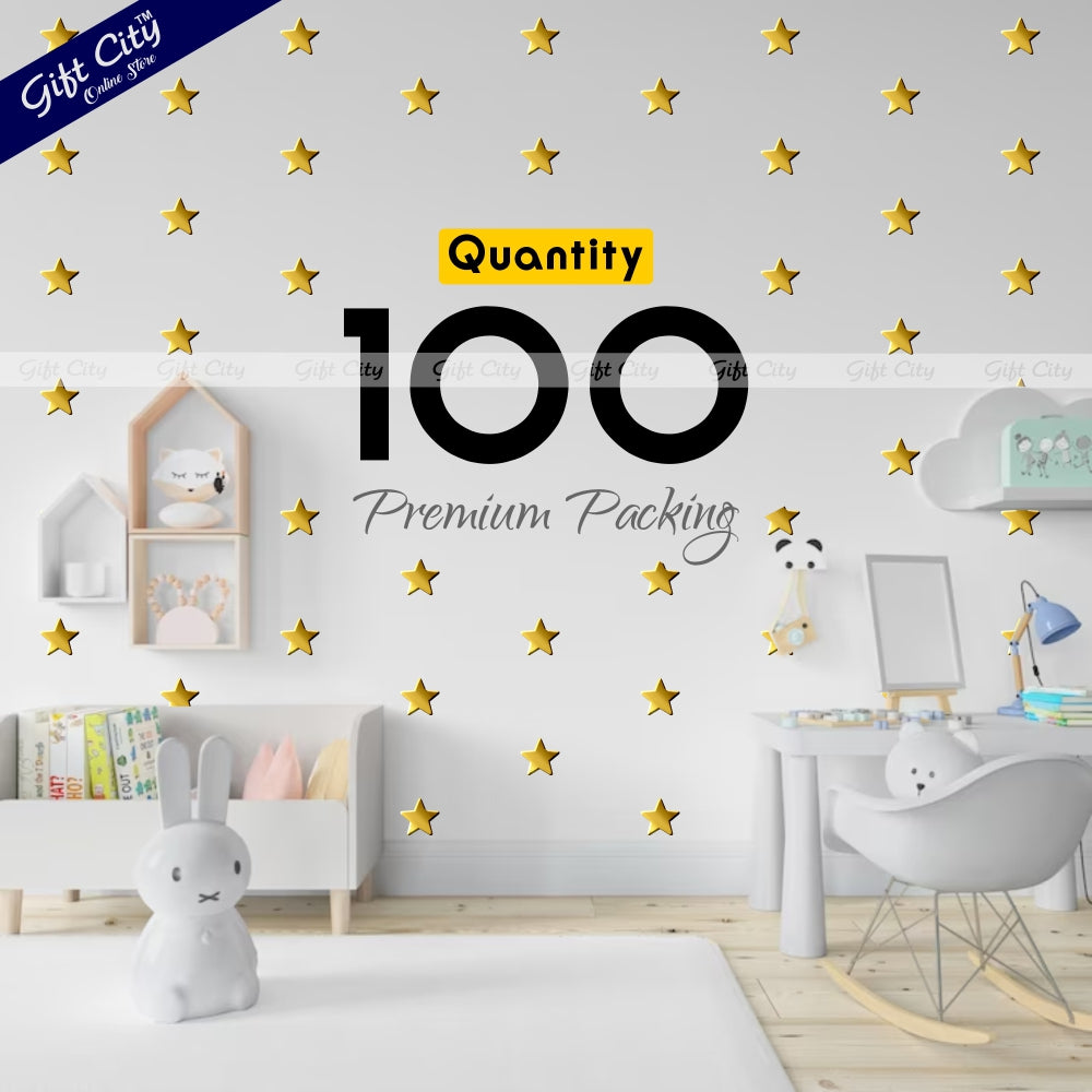 Gift City Presents Golden Foil Star Shaped Dots Wall Stickers  DIY Home Decor for Bedrooms & Living Rooms  Self-Adhesive  Multiple Colors  Perfect for Kids' Rooms & More