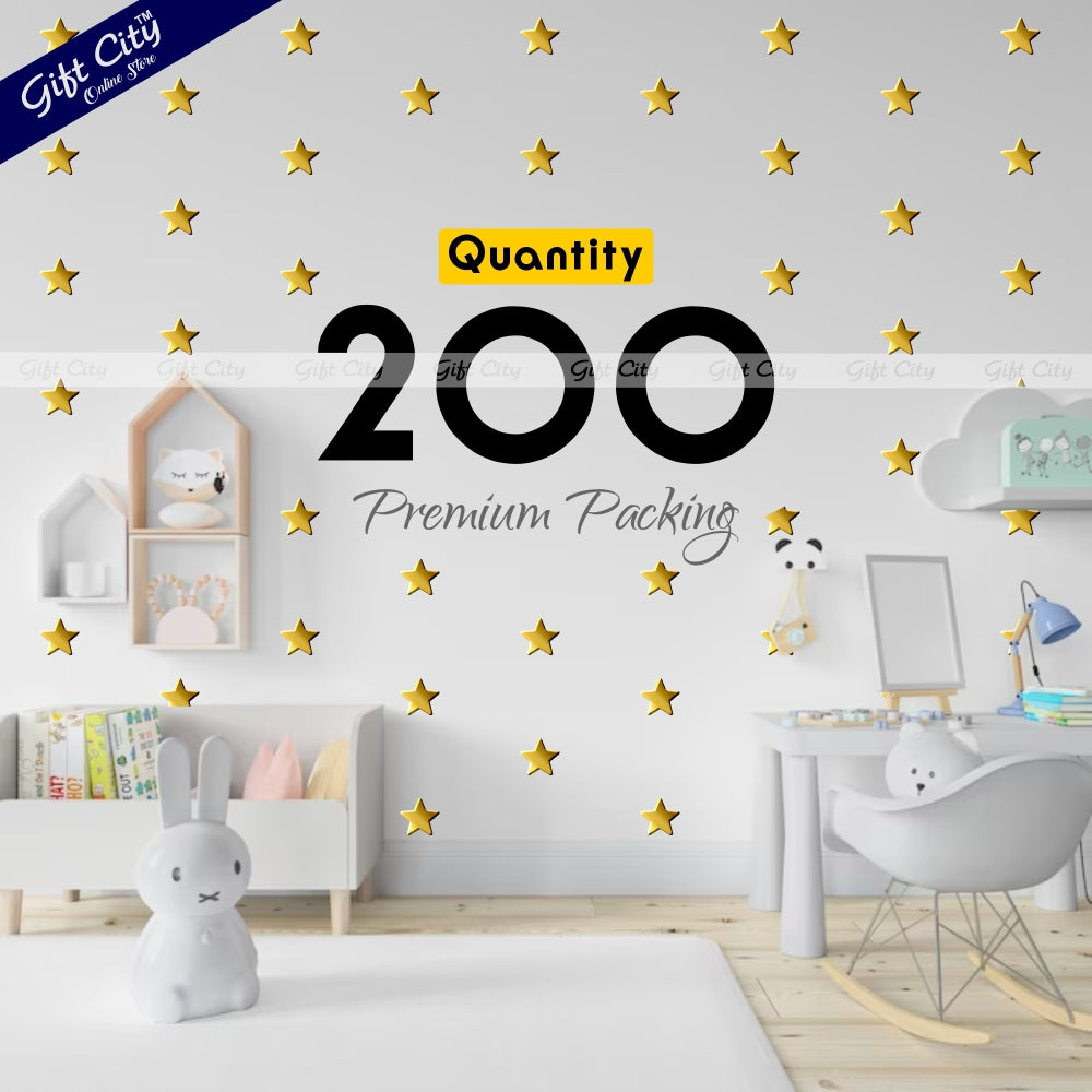 Gift City Presents Golden Foil Star Shaped Dots Wall Stickers  DIY Home Decor for Bedrooms & Living Rooms  Self-Adhesive  Multiple Colors  Perfect for Kids' Rooms & More