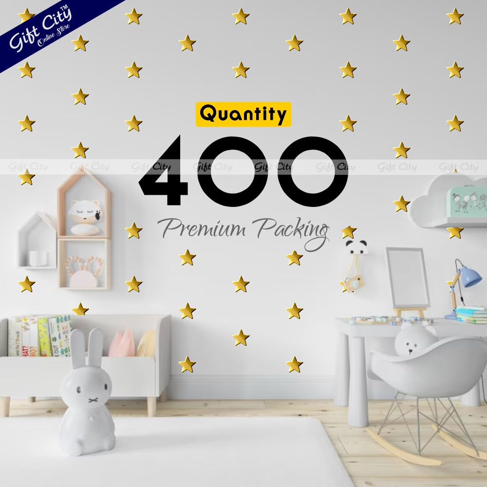 Gift City Presents Golden Foil Star Shaped Dots Wall Stickers  DIY Home Decor for Bedrooms & Living Rooms  Self-Adhesive  Multiple Colors  Perfect for Kids' Rooms & More