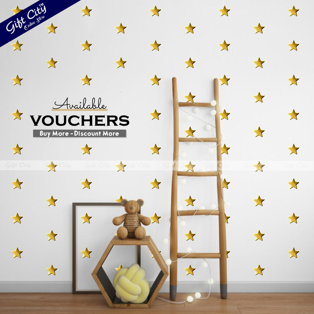 Gift City Presents Golden Foil Star Shaped Dots Wall Stickers  DIY Home Decor for Bedrooms & Living Rooms  Self-Adhesive  Multiple Colors  Perfect for Kids' Rooms & More