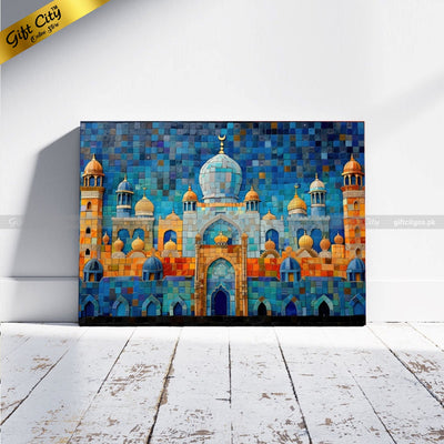 Gift City Presents Islamic Mosaic UV Printed Oil Painting Canvas | Mosque Decor, Ramadan Gift | Multiple Sizes Available Wall Hanging - Gift City Online Store