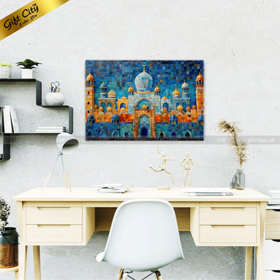 Gift City Presents Islamic Mosaic UV Printed Oil Painting Canvas | Mosque Decor, Ramadan Gift | Multiple Sizes Available Wall Hanging - Gift City Online Store