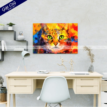 Cat Face Canvas Painting Digital Art for Home Decor - Gift City