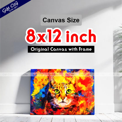 Cat Face Canvas Painting Digital Art for Home Decor - Gift City