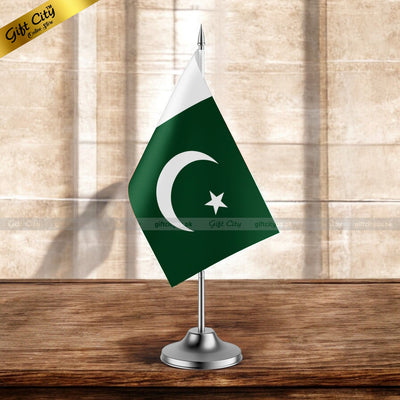 Gift City Presents | Pakistan Mini Flag with Stand | Premium Desk Flags for Decoration & Office Display | All Country Flags Available - Gift City Online Store