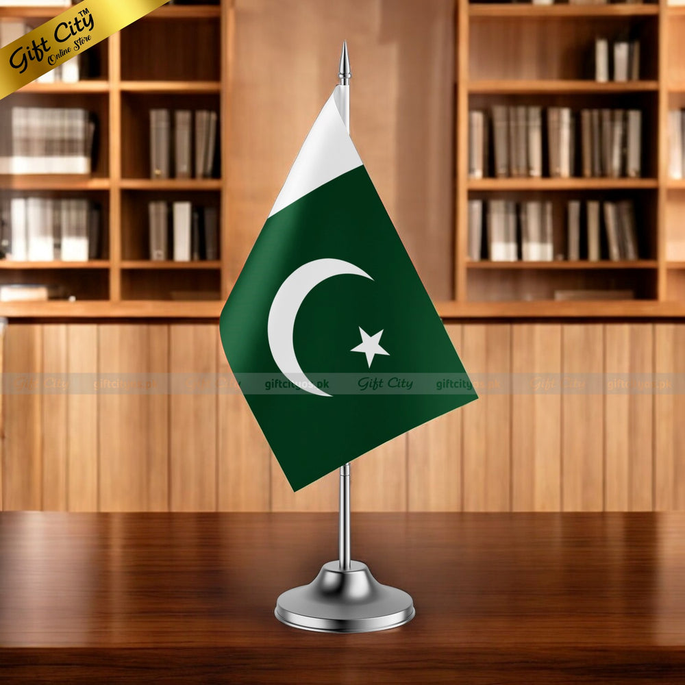 Gift City Presents | Pakistan Mini Flag with Stand | Premium Desk Flags for Decoration & Office Display | All Country Flags Available - Gift City Online Store
