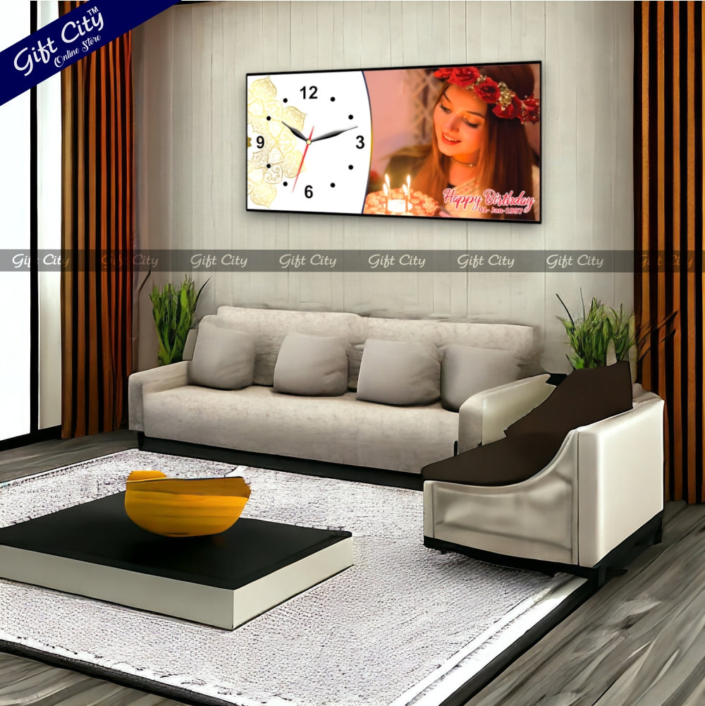 Gift City Presents Personalized Digital Printed Wooden Frame Wall Clock - Customize with Your Photo & Text - An Ideal Birthday Gift for Loved Ones - Gift City Online Store
