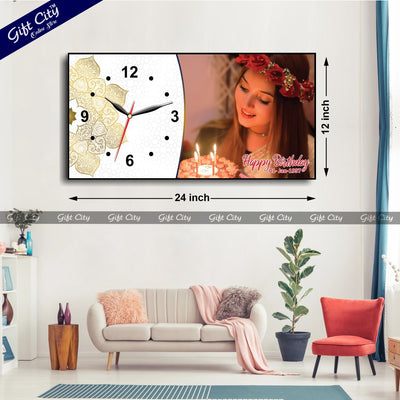 Gift City Presents Personalized Digital Printed Wooden Frame Wall Clock - Customize with Your Photo & Text - An Ideal Birthday Gift for Loved Ones - Gift City Online Store