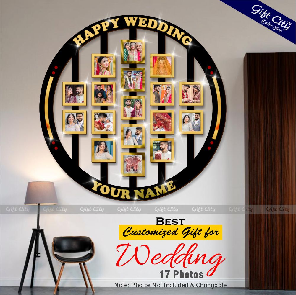 Gift City Presents Personalized Wedding Photo Frame Wall Art | Custom Memory Collage | Unique Wedding & Anniversary Gift | Add your Name & Special Memories