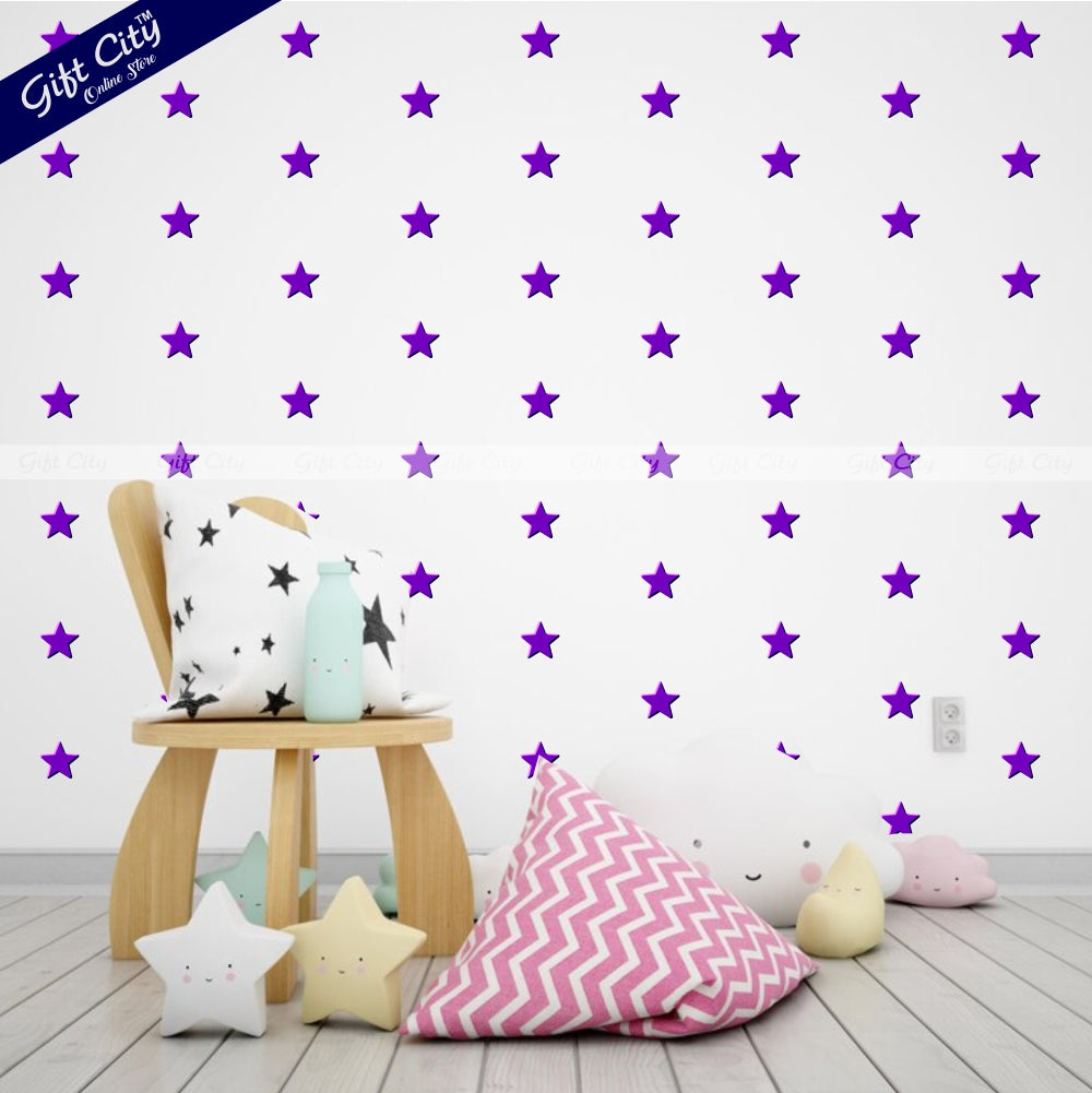 Gift City Presents Purple Star Shaped Dots Wall Stickers  DIY Home Decor for Bedrooms & Living Rooms  Self-Adhesive  Multiple Colors  Perfect for Kids' Rooms & More