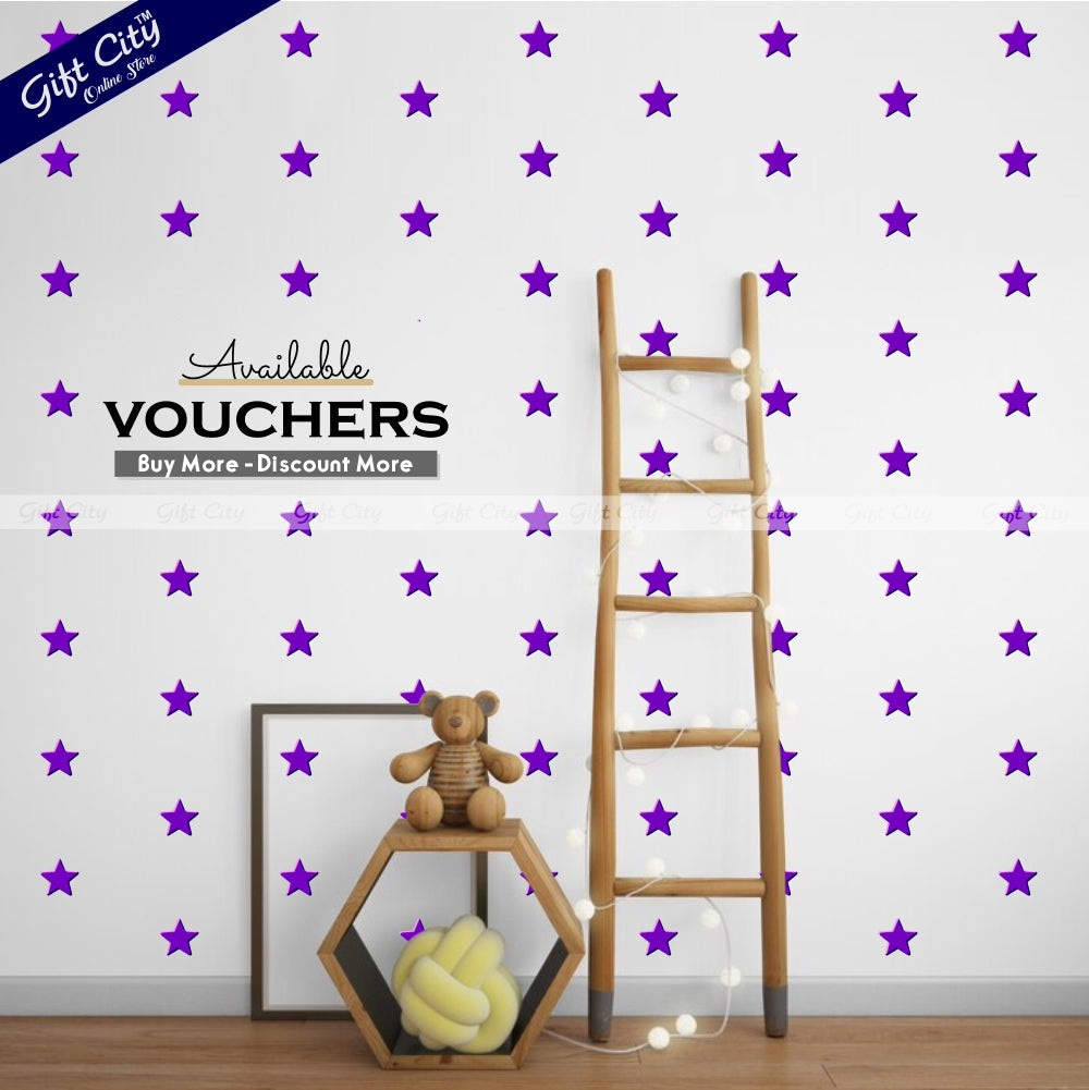 Gift City Presents Purple Star Shaped Dots Wall Stickers  DIY Home Decor for Bedrooms & Living Rooms  Self-Adhesive  Multiple Colors  Perfect for Kids' Rooms & More