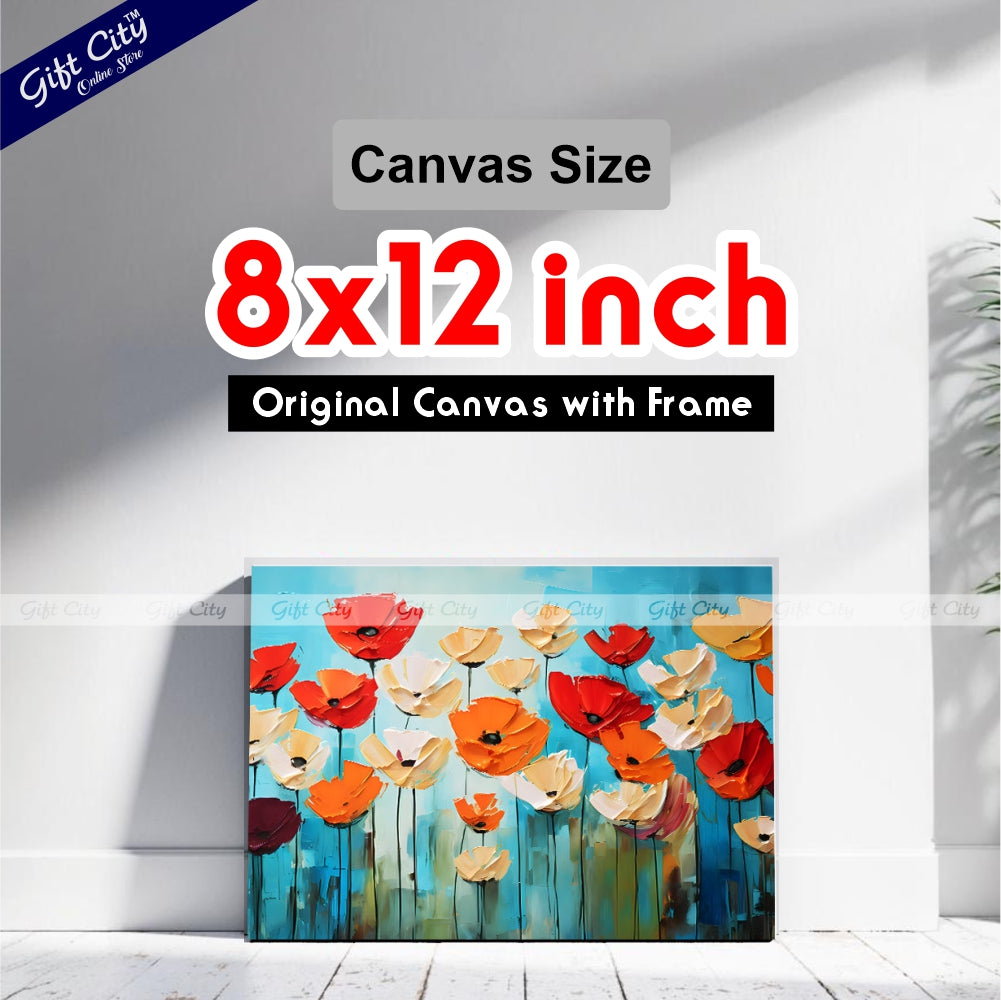 Gift City Presents Stunning UV Printed Oil Painting Canvas with Vibrant Floral Design, Modern Wall Art, Textured Print, Perfect for Living Room, Office, or Bedroom Decor