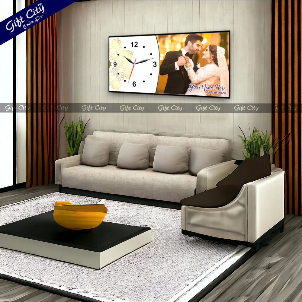 Gift City Presents Transform Your Space with Our Customizable Digital Printed Wooden Frame Wall Clock - Personalize with Your Photo & Text - Ideal Gift for Loved Ones - Gift City Online Store