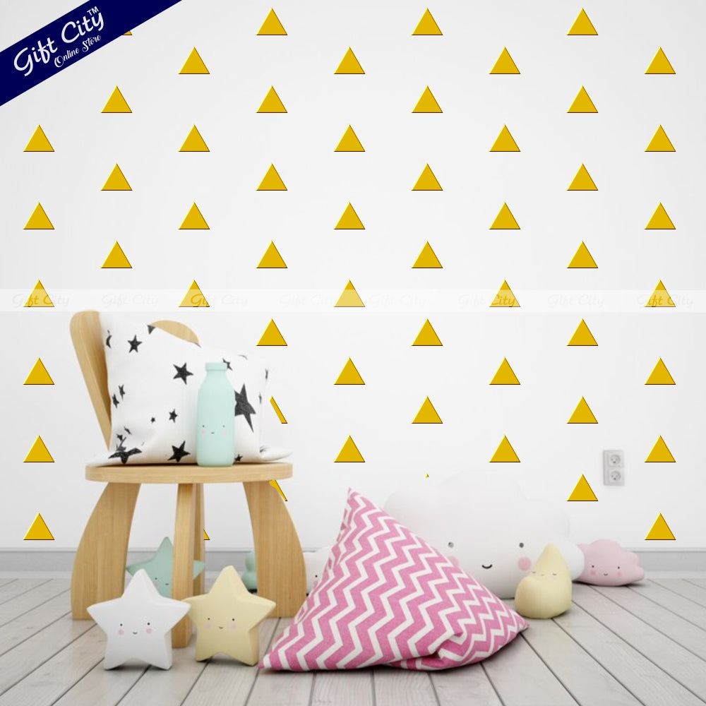 Gift City Presents Triangle Dot Wall Stickers in Golden Self-Adhesive Decor for Kids' Rooms & More  Multiple Colors