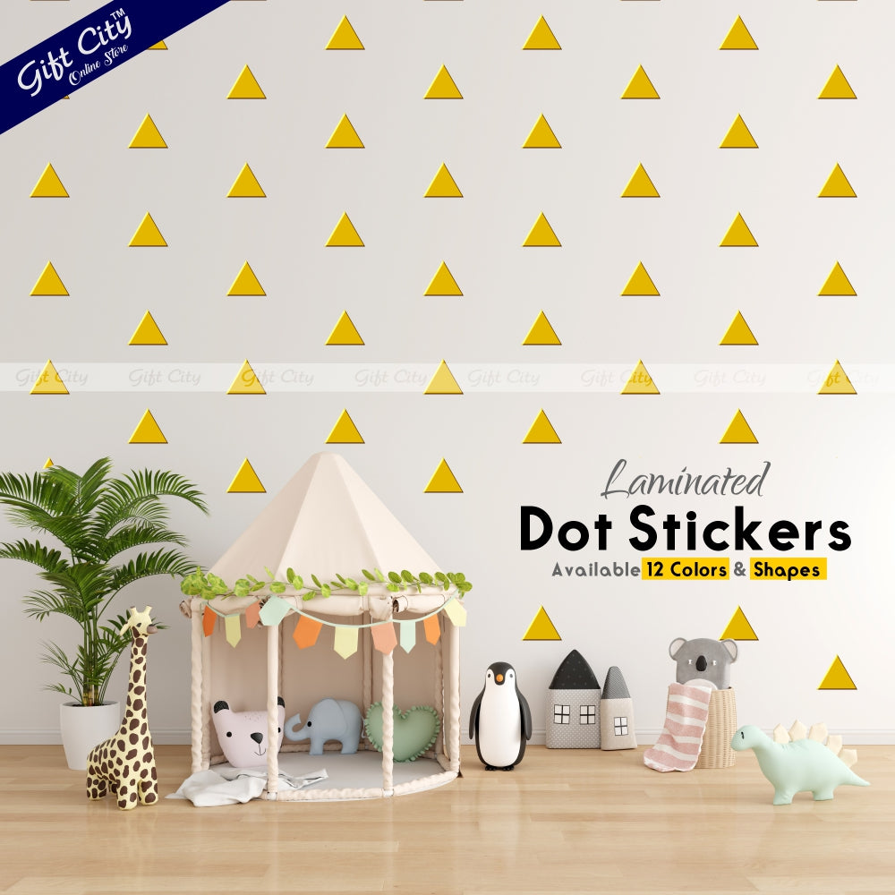 Gift City Presents Triangle Dot Wall Stickers in Golden Self-Adhesive Decor for Kids' Rooms & More  Multiple Colors