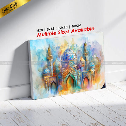 Gift City Presents UV Printed Oil Painting Canvas | Vibrant Mosque Artwork in Multiple Sizes Wall Hanging