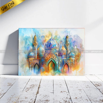 Gift City Presents UV Printed Oil Painting Canvas | Vibrant Mosque Artwork in Multiple Sizes Wall Hanging