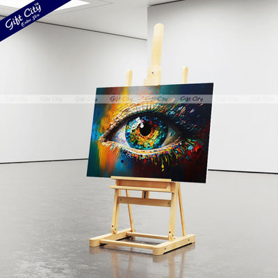 Gift City Presents the Beauty of Abstract Eye Art with This Multicolored Oil Painting Canvas – A Stunning Conceptual Closeup of Artistic Detail and Expression Wall Hanging - Gift City Online Store