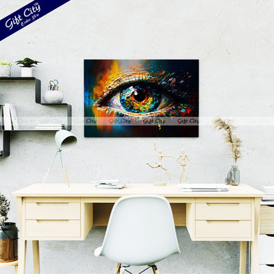 Gift City Presents the Beauty of Abstract Eye Art with This Multicolored Oil Painting Canvas – A Stunning Conceptual Closeup of Artistic Detail and Expression Wall Hanging - Gift City Online Store