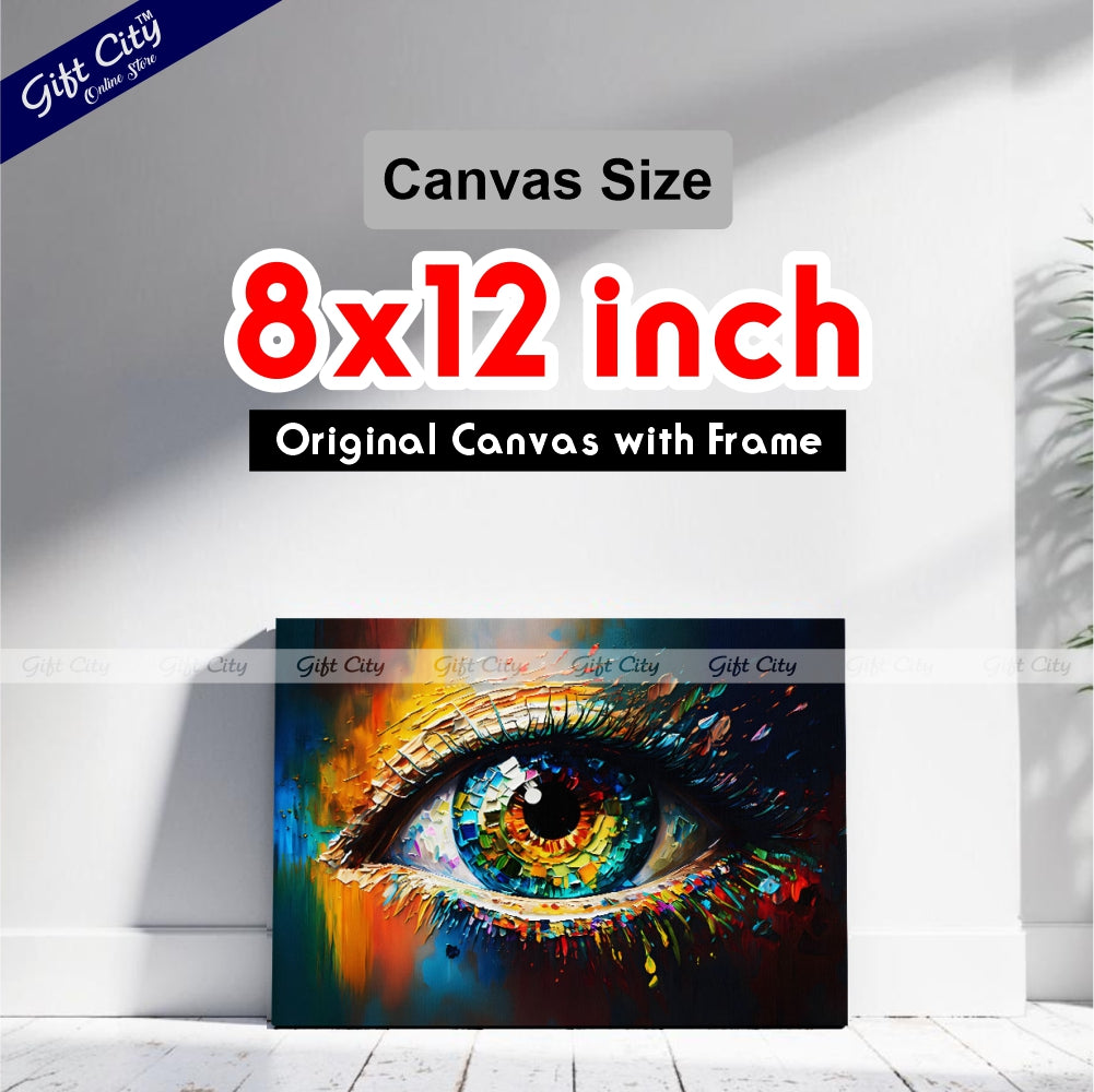 Gift City Presents the Beauty of Abstract Eye Art with This Multicolored Oil Painting Canvas – A Stunning Conceptual Closeup of Artistic Detail and Expression