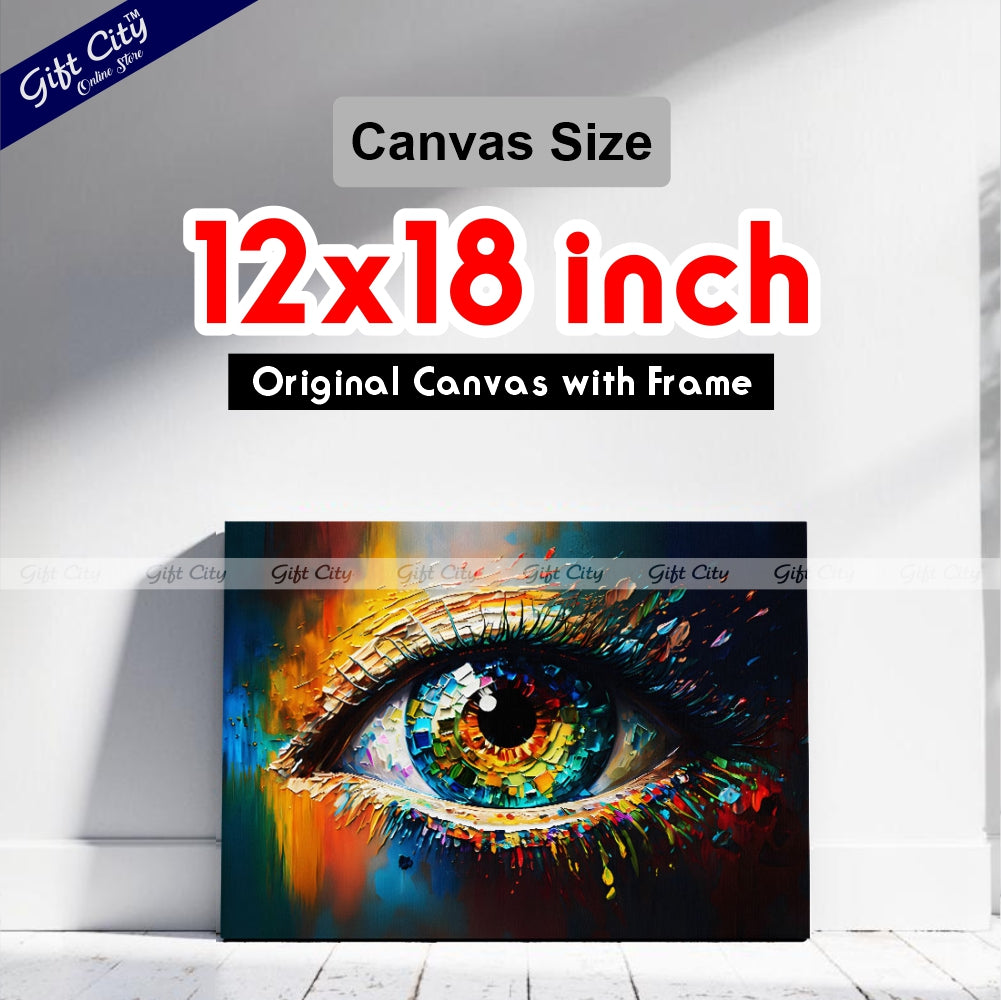 Gift City Presents the Beauty of Abstract Eye Art with This Multicolored Oil Painting Canvas – A Stunning Conceptual Closeup of Artistic Detail and Expression