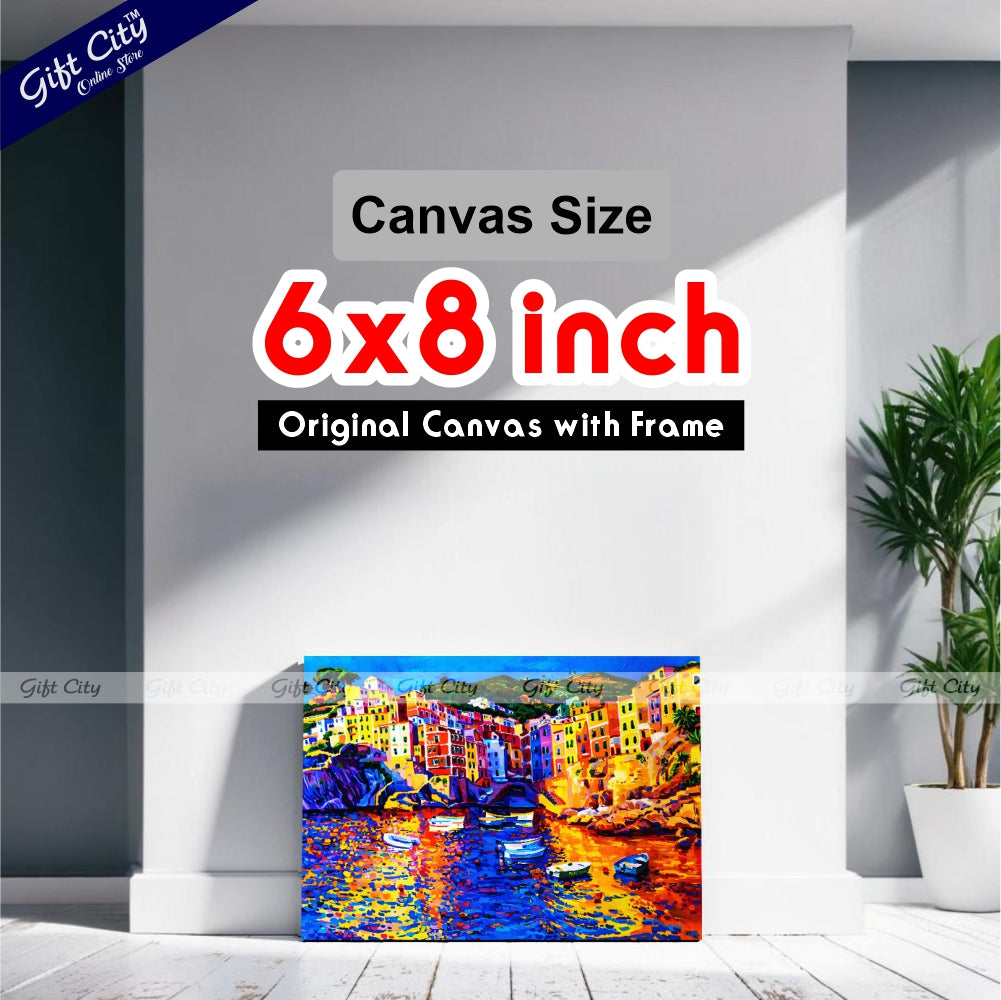 Gift City Presents vibrant seascape captured in modern art on Canvas, Experience the beauty of the Amalfi Coast with this original oil painting Canvas, perfect for your wall decor