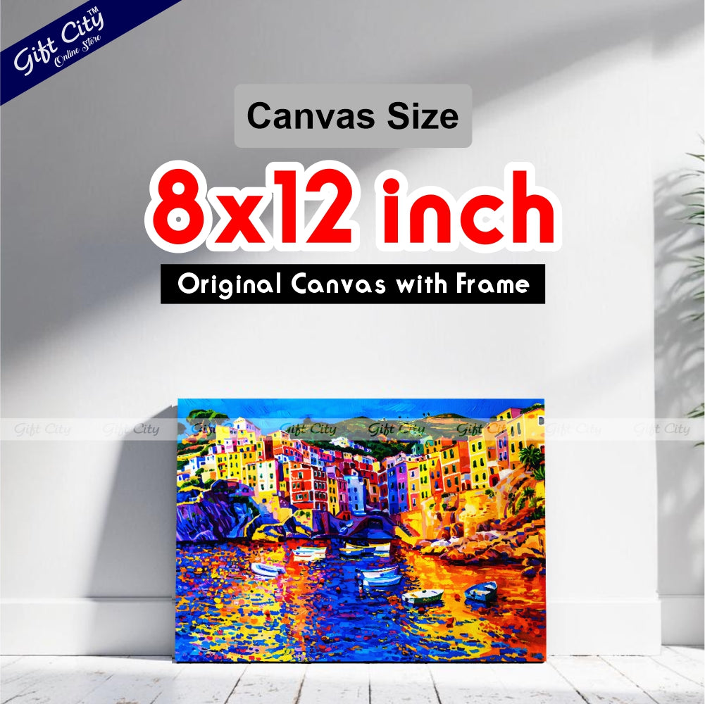 Gift City Presents vibrant seascape captured in modern art on Canvas, Experience the beauty of the Amalfi Coast with this original oil painting Canvas, perfect for your wall decor