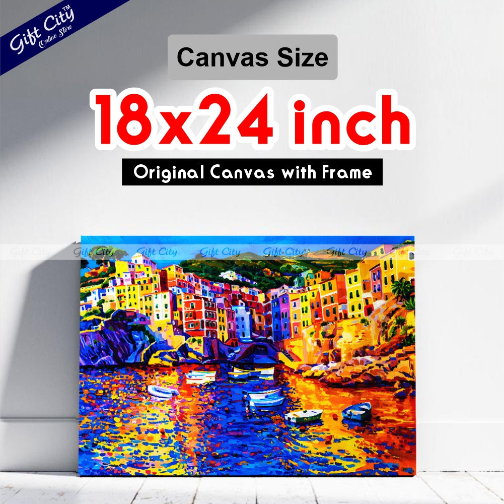 Gift City Presents vibrant seascape captured in modern art on Canvas, Experience the beauty of the Amalfi Coast with this original oil painting Canvas, perfect for your wall decor