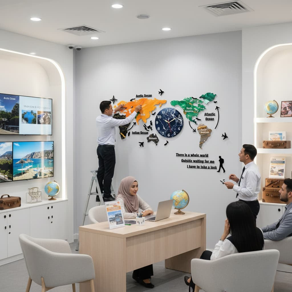 Gift City DIY Colorful World Map Wall Clock - Large 127cm for Home and Office