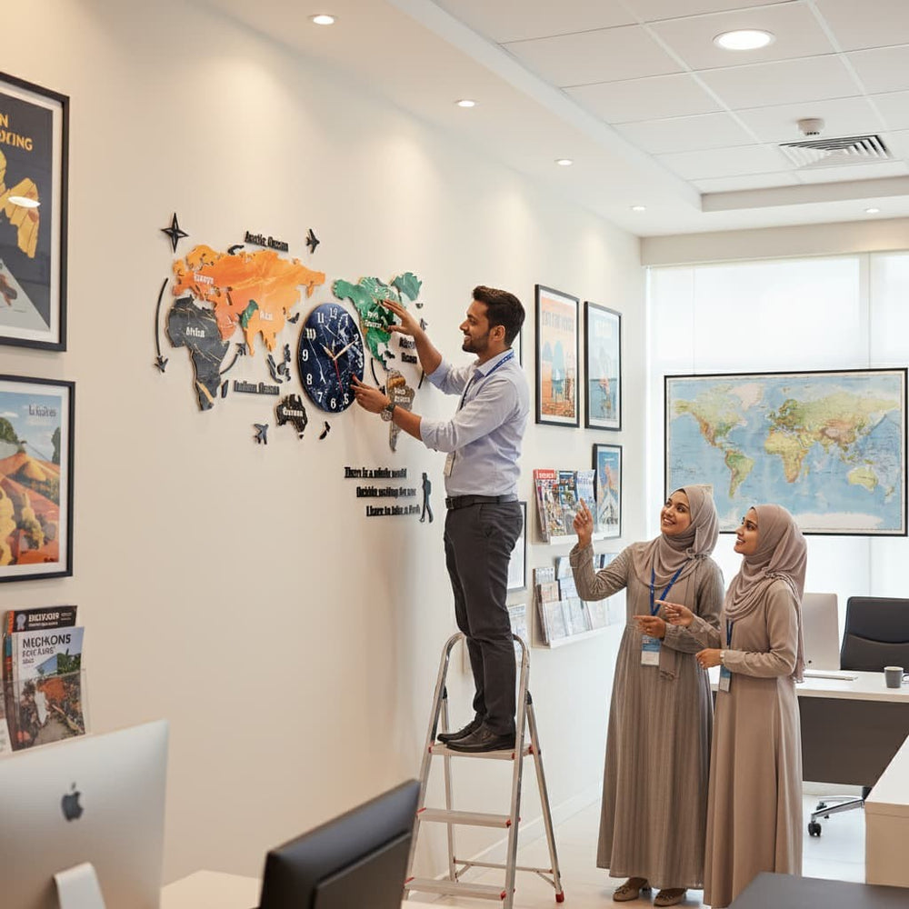 Gift City DIY Colorful World Map Wall Clock - Large 127cm for Home and Office - Gift City Online Store