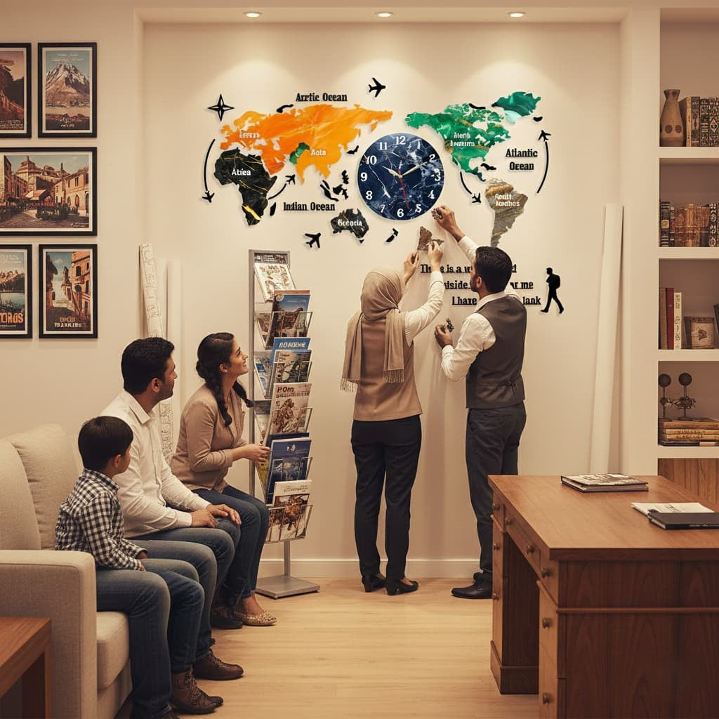 Gift City DIY Colorful World Map Wall Clock - Large 127cm for Home and Office