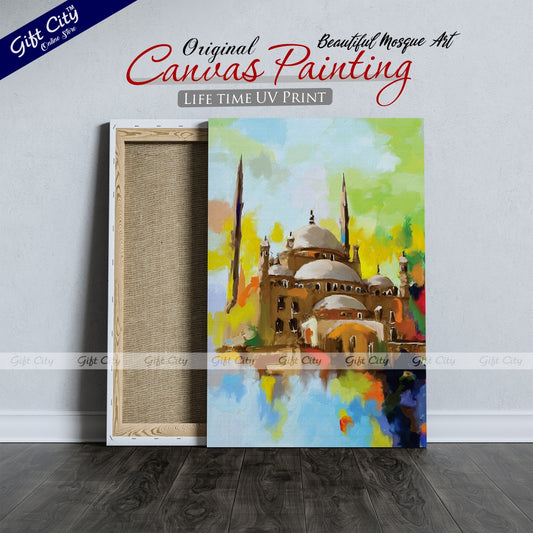 Beautiful Mosque Art Islamic Canvas Wall Hanging Painting Digital Art for Home Décor - Gift City
